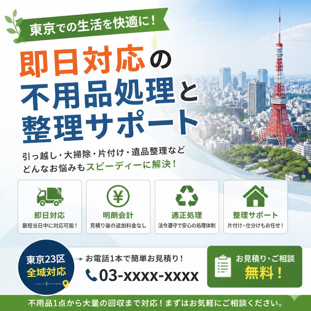 東京での生活を快適に！即日対応の不用品処理と整理サポート